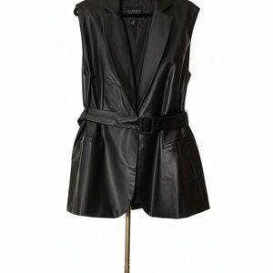 Eloquii Faux Leather Elegant Black Sleeveless Vest Jacket Length 31”